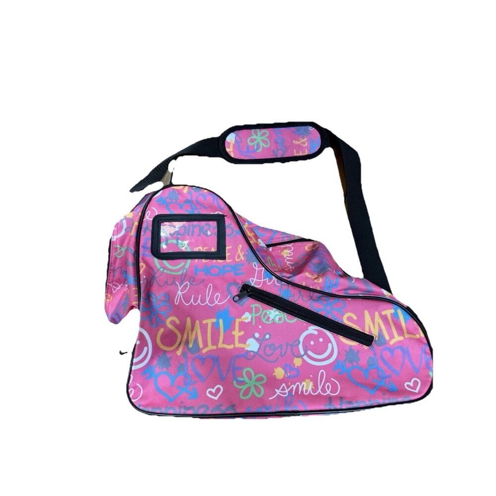 Ice Skating Gear Bag for Girls w/ Adjustable Shoulder Strap & Outer Mesh Pocket
